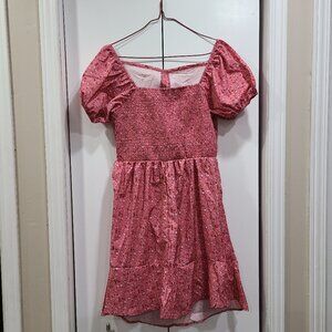 NWOT Pink floral dress ruffle sleeves